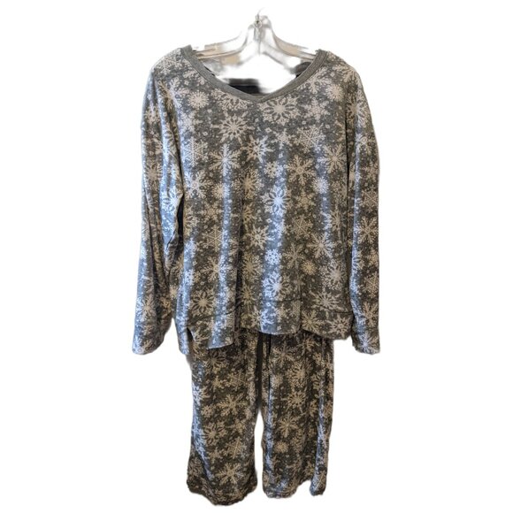 Womens Nautica Fleece Pajama Set Snowflake Print Winter Loungewear Comfy Soft M - Picture 2 of 12